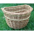 Front bike basket in buff with white stripe