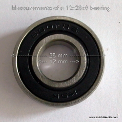12x28x8 Replacement bearing for many bicycle and velomobile wheels 